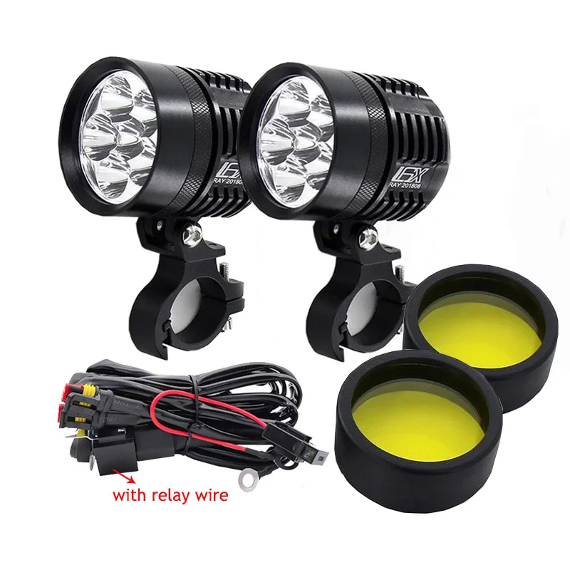 Universal Motorcycle Led Headlight Projector - Double Colors LED Strobe Motorcycle Headlight