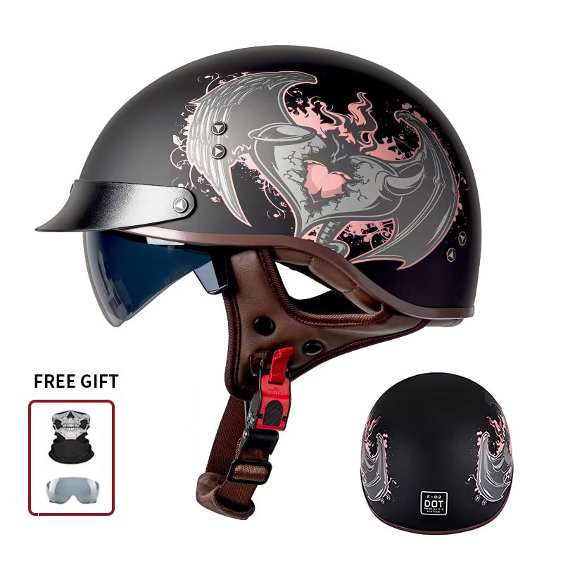 Vintage Half Open Face Motorcy - đánh giá và giá Vintage Open Face Retro Helmet